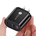 thumbnail image 3 of FungLam 40W Flash Charging Fast Charging Dual Ports Wall Charger, PD and QC3.0 Port Quick Charger Compatible with iPhone, iPad, Samsung and More (Black), 3 of 4