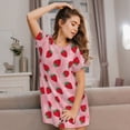 thumbnail image 3 of Vsdgher Motif Fraise Chemise de Nuit à Manches Courtes Col Rond Mignonne Robe de Nuit Confortable, 3 of 6