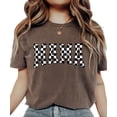 thumbnail image 2 of Trendy Checker Mama Shirt for Women White & Black Check Design Graphic Tee for Mom Espresso Shirt Adult Small, 2 of 4