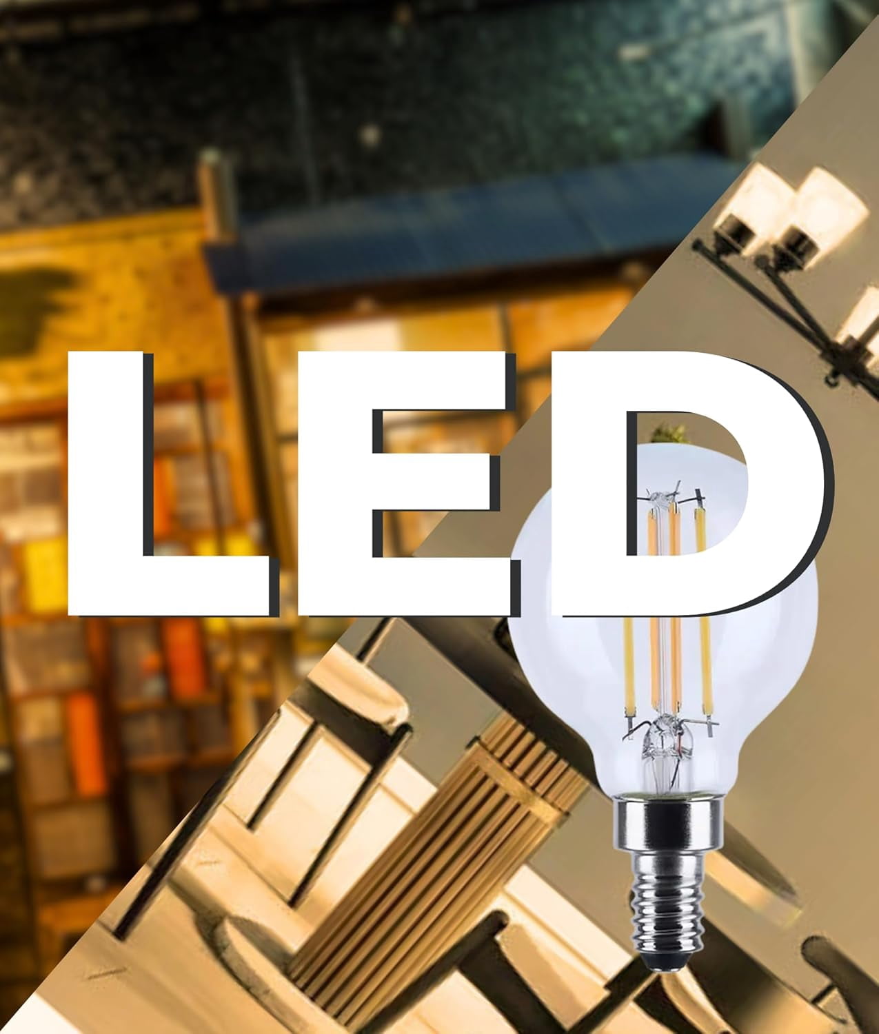 Satco S12161 G16.5 Globe LED Filament Light Bulbs 4.5W 120V 3000K 90+CRI E12 Candelabra Base Dimmable WET Location (6 Pack)