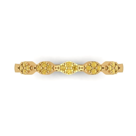 0.1 ct Brilliant Round Cut Simulated Yellow Diamond 18K Yellow Gold Stackable Band SZ 8.25