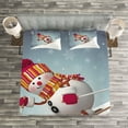 thumbnail image 3 of Ambesonne Snowman Quilted Bedspread Set 3 Pcs, Skiing 3D Style Winter, King Size, Multicolor, 3 of 3