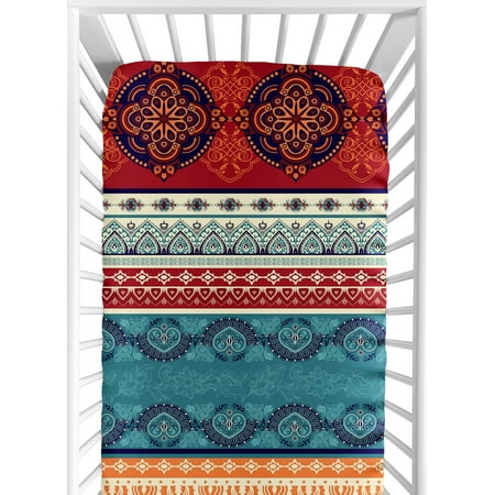 UPC: 0846480086987 | Red Boho Fitted Crib Sheet by Sweet Jojo Designs