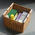 thumbnail image 2 of FRCOLOR  Wicker Basket with Lid Imitation Rattan Woven Storage Cabinet Living Room Snack, 2 of 8