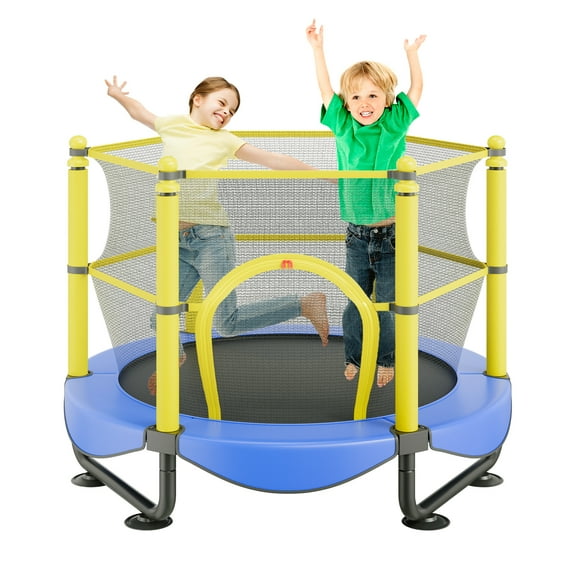 BENTISM Trampoline for Kid's with Enclosure Net and Balls, Blue, 46.46" x 60.00" x 60.00"