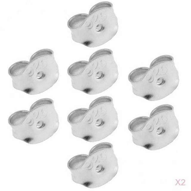 16pcs Pendientes Respaldos Tapones de perno Mariposa Desplazamiento de seguridad Empuje los resultados de