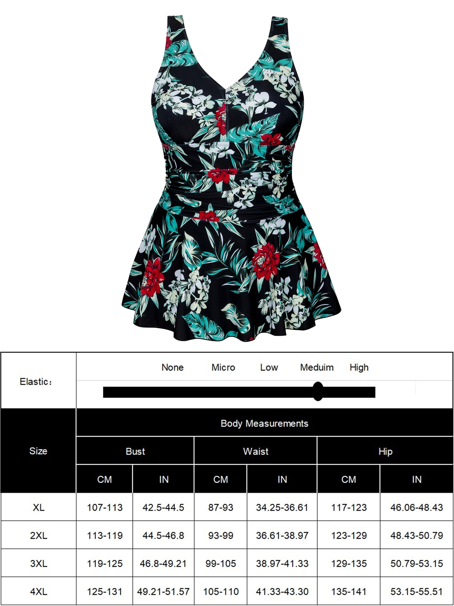 Women's Plus Size Swim Dress: Floral, Ruched One-Piece Swimsuit with Tummy  Control - Walmart.com