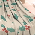 thumbnail image 3 of Beige Christmas Holly Pattern Blanket,Comfortable Soft Flannel Throw Blanket,All Season,Warm Lightweight Blankets for Sofa Bed Couch Living Room Chair,30"x40", 3 of 4