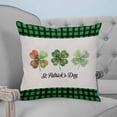 thumbnail image 4 of 26x26 Pillow Covers Set of 2, St. Patrick's Day Throw Pillow Covers Decorative Couch Cushion Case, Country Spring Clovers Green Black Plaid Microfiber Square Pillowcases for Bedroom Car Living Room, 4 of 7
