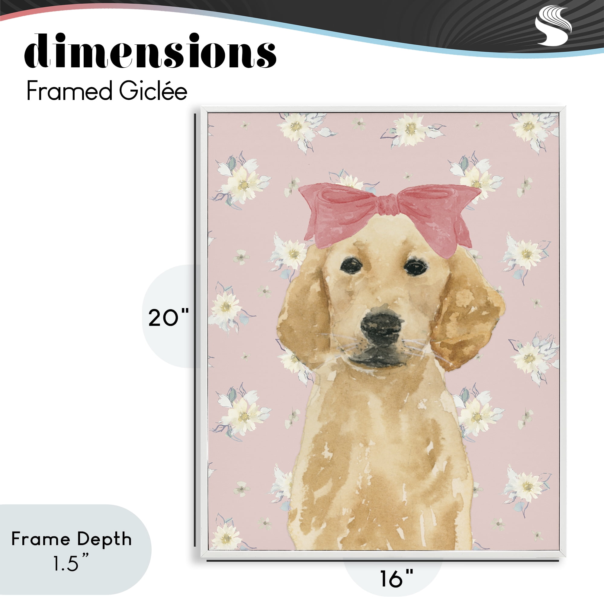 Stupell Industries Picture Ready Retriever White Framed Giclee Art, design by Lucille Price