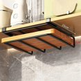 thumbnail image 1 of Kitchen Hanging Organizer Rack with Hooks Under Cupboard Paper Towel Rags Hanger Cutting Board Pot Cover Holder Storage Shelf, 1 of 4
