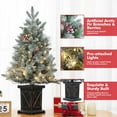 thumbnail image 2 of Lumiparty 3ft Pre-Lit Artificial Christmas Tree with Potted Base, Flocked Snow 78 Warm White LED Lights Red Berries, Festival Decoration Xmas Holiday Decor, 2 of 8