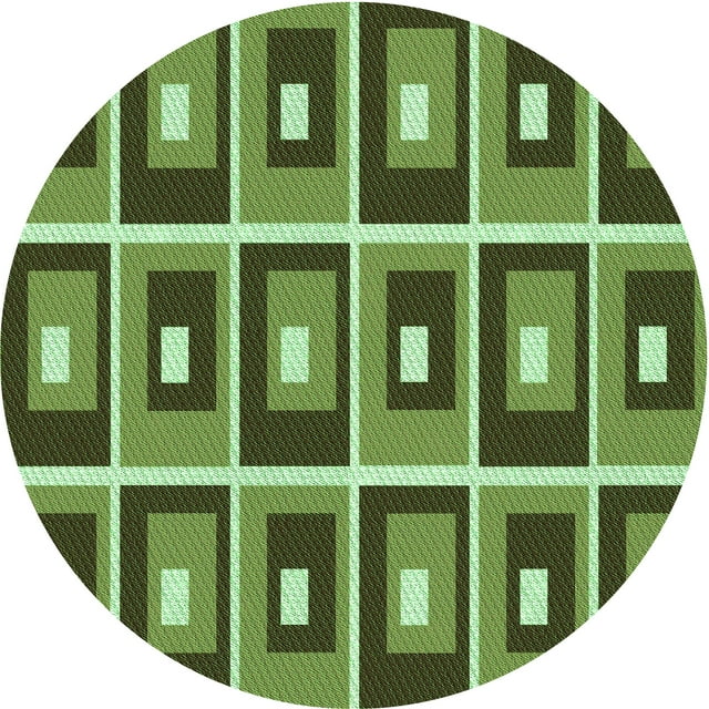 Ahgly Company Tapis Rond Lavable en Machine Intérieur Transitionnel Vert, 6 Pieds Rond