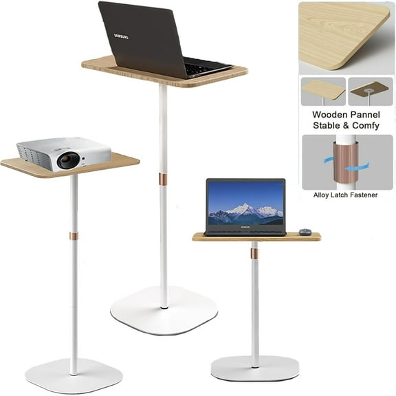 DERCLIVE Portable Laptop Floor Stand, Bedside/Sofa Table with Height Adjustable 18''~47'', Projector Stand, Teacher Podium for Home, Office, Classroom