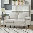 thumbnail image 2 of 59.5" Modern Classic Beige Polyester Loveseat Couch for Living Room | Upholstered Fabric Sofa with Storage &amp; Removable Covers | Elegant Silver Nail Trim, Solid Wood Frame, Comfortable Pocket Coil, 2 of 6