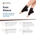 thumbnail image 3 of Copper Compression Foot Sleeves - Plantar Fasciitis, Achilles, Ankle Support Brace Socks - Day / Night Relief from Heel Spurs, Arch Pain, Swelling, Soccer Injuries, Golf, Running - 1 Pair Black - M, 3 of 7
