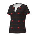 thumbnail image 3 of Wukai Cardiogram and Heart Casual V-Neck Graphic Tees for Women: Lightweight and Breathable Summer Tops with Stylish Design-Small, 3 of 8