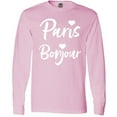 thumbnail image 3 of Inktastic Paris Bonjour with Hearts in White Text Long Sleeve T-Shirt, 3 of 5