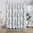 thumbnail image 4 of Shower Curtain Black and White Shower Curtain Black Floral Shower Curtain Set with Hook Farmhouse Striped Shower Curtain for Bathroom Washable Fabric Elegant Bathroom Decor 72x72 Flower Blossom, 4 of 5