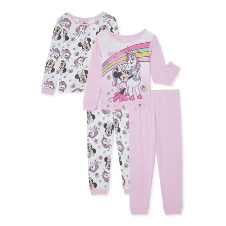 

Minnie Mouse Toddler Girls Long Sleeve Snug Fit Cotton Pajamas 4pc Set