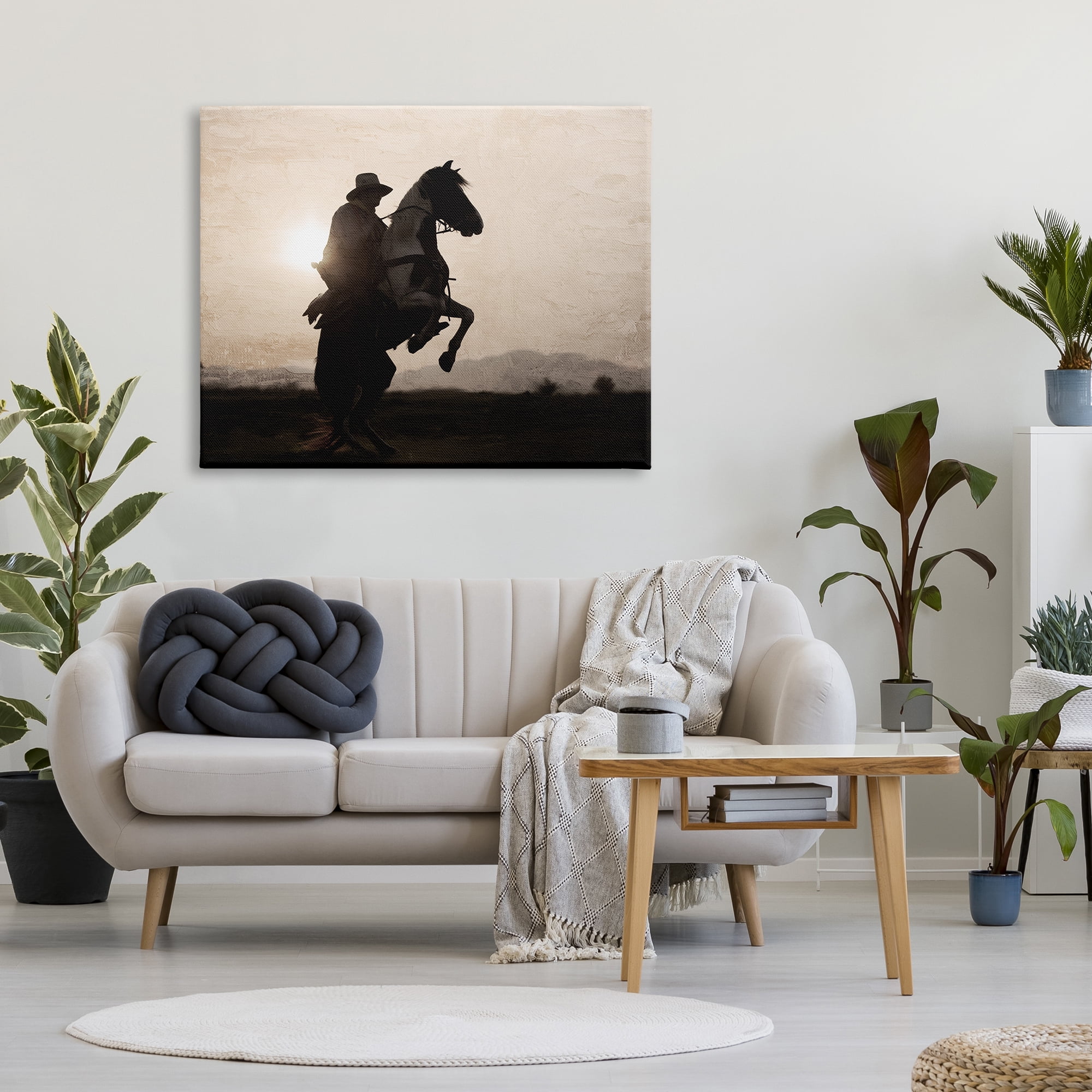 Stupell Industries Cowboy & Rearing Horse Animals & Insects Photography Gallery Wrapped Canvas Art Print Wall Art, 48 x 36