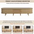 thumbnail image 3 of 70.8" TV Stand for 75 Inch TVs with Rattan Drawer & 2 Sliding Doors, Oval Media Console with Rounded Corners, Oak color Entertainment Center for Living Room Bedroom, 3 of 9