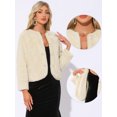 thumbnail image 2 of DARING DIVA Women's Winter Faux Fur Coat Jacket Long Sleeve Pockets Pearl Button L Beige, 2 of 5