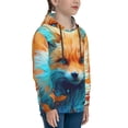thumbnail image 3 of Fotbe Fiery Red Maple Leaf Fox Pattern Youth Pullover Hooded Sweatshirt, Boys Hoodie, Kangaroo Pocket Hoodie for Kids Girls -X-Large, 3 of 6