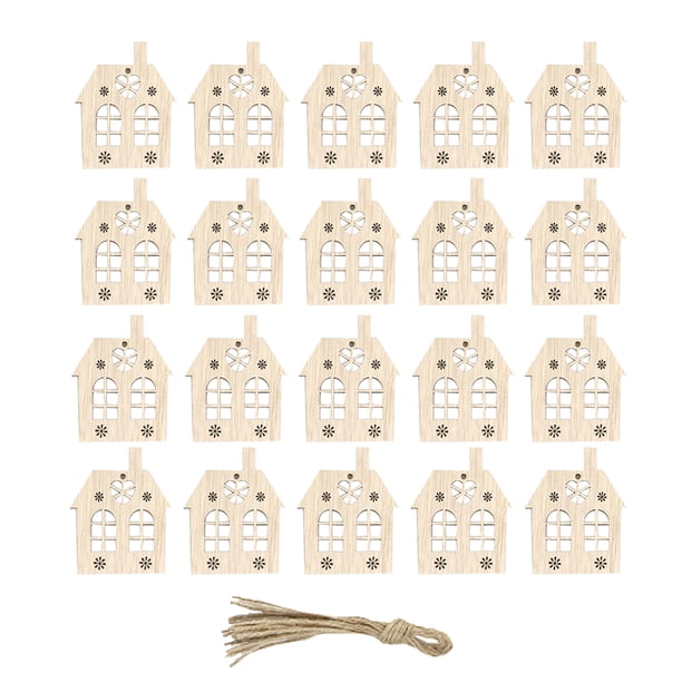 EeaseMX 20 piezas de adornos colgantes para árbol de Navidad de madera con adorables formas de casa.