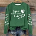 thumbnail image 2 of Htigea Long Sleeve Sweatshirts for Women Cute Dog Paw Print Pullover Tops Fall Crewneck Sweatshirt for Everyday Green M, 2 of 4