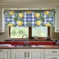 thumbnail image 3 of Yayeee Kitchen Curtains Tier Set of 2 Light Filtering 57"x24" Over Sink Window Panels, Blue Plaid Lemon, 3 of 7