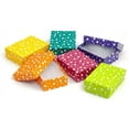 thumbnail image 2 of N'icePackaging - 100 Qty Assorted Polka Dot Pattern Imported Cotton Filled Earring Jewelry Boxes - for Rings/Earrings/Small Jewelry & Pendants - 2 1/8" x 1 5/8" x 3/4", 2 of 3