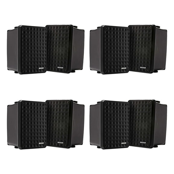 Kicker 46KB6B Black Indoor / Outdoor full-range, high-efficiency Speakers, Bundle - 8 Speakers
