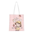 thumbnail image 1 of DouZhe Reusable Grocery Bags, Cartoon Girl Cute Cat Lightweight Polyester Canvas Cloth Tote Bag for Travle Gym Shopping School, 15" x 16", 1 of 7