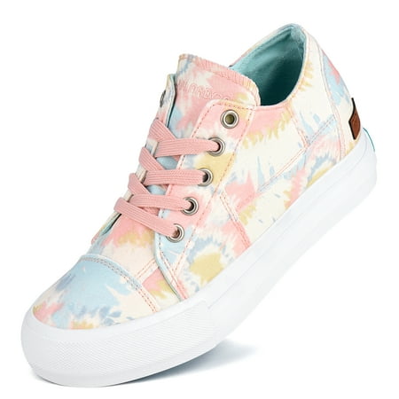 JENN ARDOR Womens Canvas Shoes Lace up Fashion Sneakers Walking Outdoor Shoe Zipper Decor