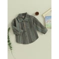 thumbnail image 3 of GXFC Little Boy Button Down Shirt Long Sleeve Lapel Cartoon Striped Pattern T-shirt for Kids Boy 6M 1T 2T 3T 4T 5T ,Spring Fall, 3 of 8