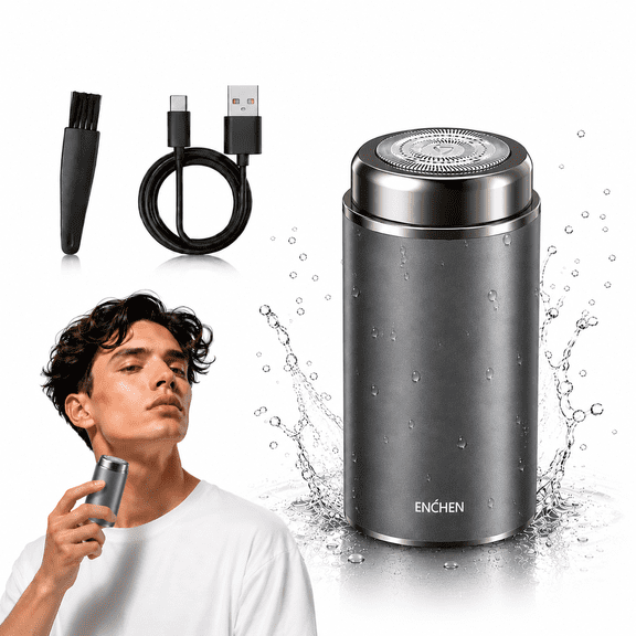 ENCHEN Mini Electric Shaver for Men, Pocket Rotary Razor, USB-C Rechargeable, Wet & Dry Travel Shaver with 3D Floating Blade for Face, Home, Office & Car