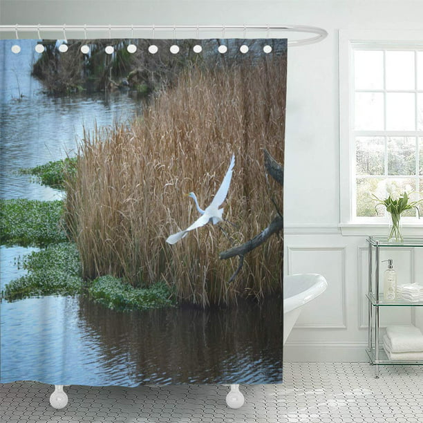 Cynlon Blue Aviary Fowl And Swamp Landscape Crane From Alternate Bathroom Decor Bath Shower