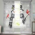 thumbnail image 2 of Grey Snowman Christmas Sheer Curtains 72 Inches Long 2 Panels Set, Window Sheer Curtains for Living Room/Bedroom, Xmas Snowflake Birds Light Filtering Rod Pocket Curtain 52'' x 72'' x 2, 2 of 7