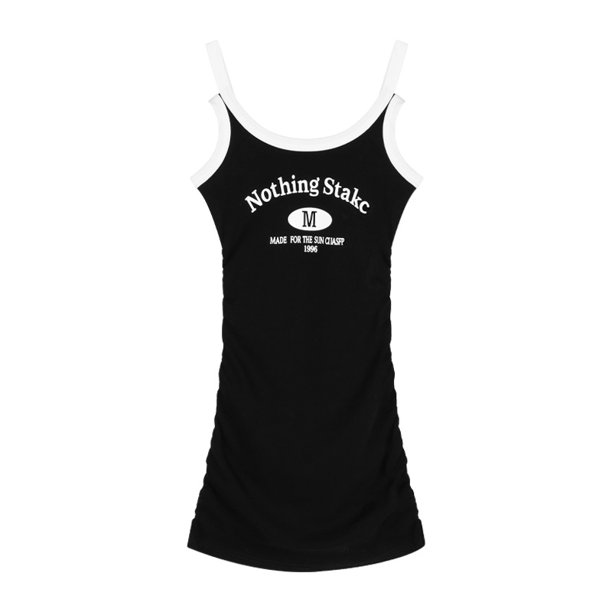 VISgogo Vestido sin mangas para mujer, vestido ajustado con estampado de letras en la espalda sin espalda cruzada en la cadera, ropa informal simple de una pieza VISgogo moda