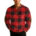 thumbnail image 2 of Men's Casual Checkered Print Semi-Zipper Retro Long Sleeve Sports Sweatshirt - Vintage Style with Check Design for Athletic and Casual Use,Red,4XL, 2 of 7