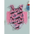 thumbnail image 2 of Bagilaanoe Toddler Baby Girls One-Piece Swimsuit Print Sleeveless Tassel Swimwear 12M 18M 24M 3T 4T 5T Kids Bathing Suit Beachwear, 2 of 8