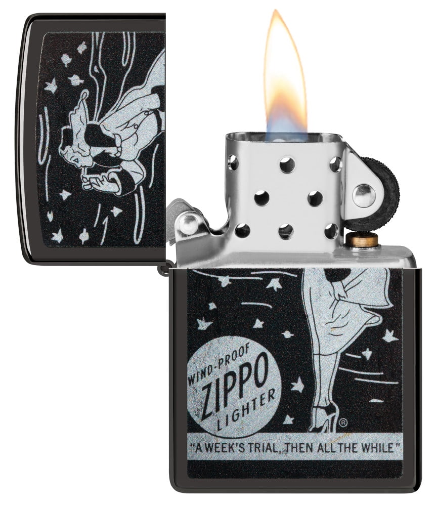 Zippo Windy Design High Polish Black Pocket Lighter