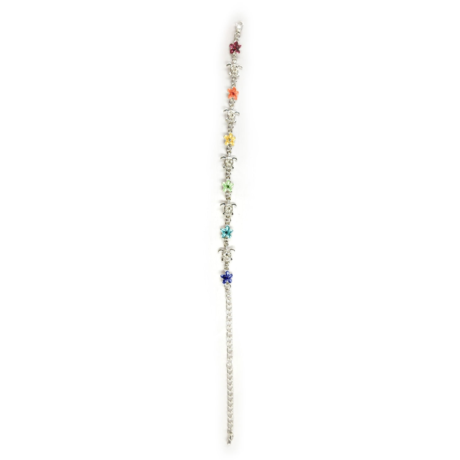 Island Reflections Stone Bracelet Turtle and Plumeria Multi