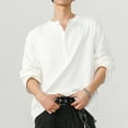 thumbnail image 7 of Men's Long Sleeve Henley Solid Color Button Down T-Shirt Casual Soft Lightweight Pullover, 7 of 7