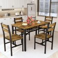 thumbnail image 1 of Stmoze Wooden Dining Table Set for 4, 5 Pieces Kitchen Table and Chairs Set with Storage Rack, Space Saving Dining Room Table and Chairs, 4 Seater Dinner Table Set for Home, Kitchen, Rustic Brown, 1 of 7