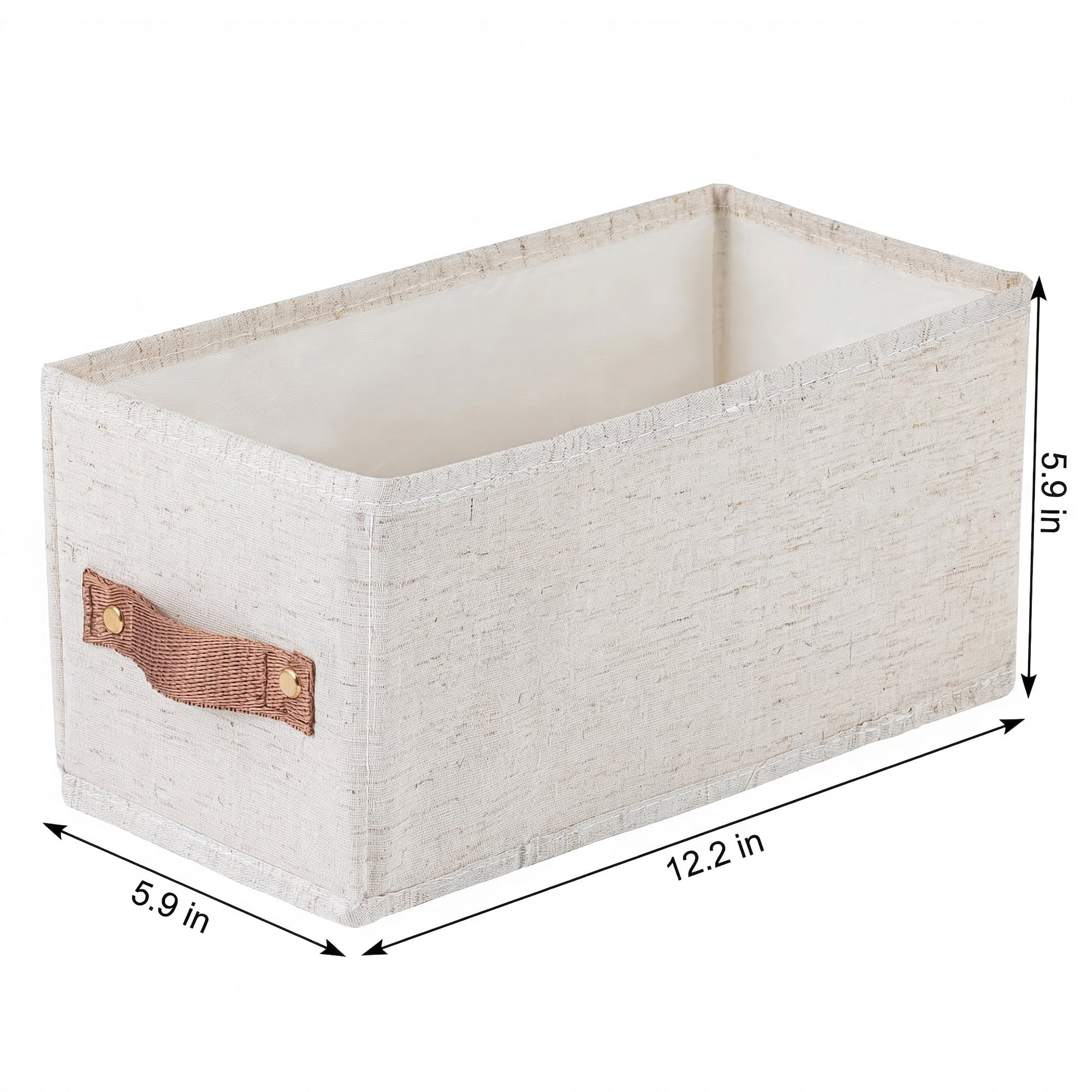 Unique Bargains 1pc Fabric Storage Bin with Handles Beige 12.2*5.9*5.9in