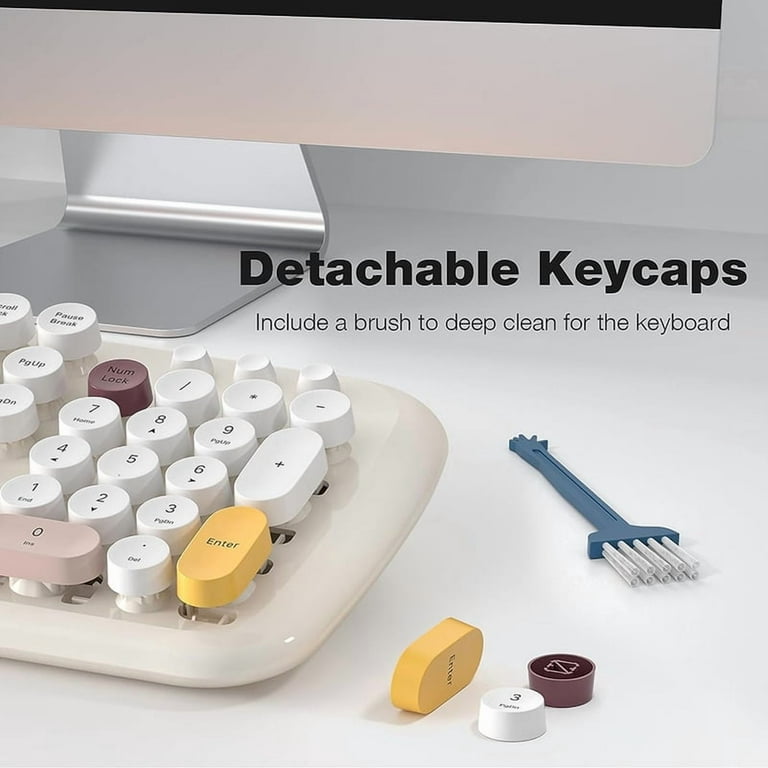 Wireless Keyboard And Mouse Combo, Retro Typewriter Style Keyboard With Computer Pc Desktops Laptop Win
