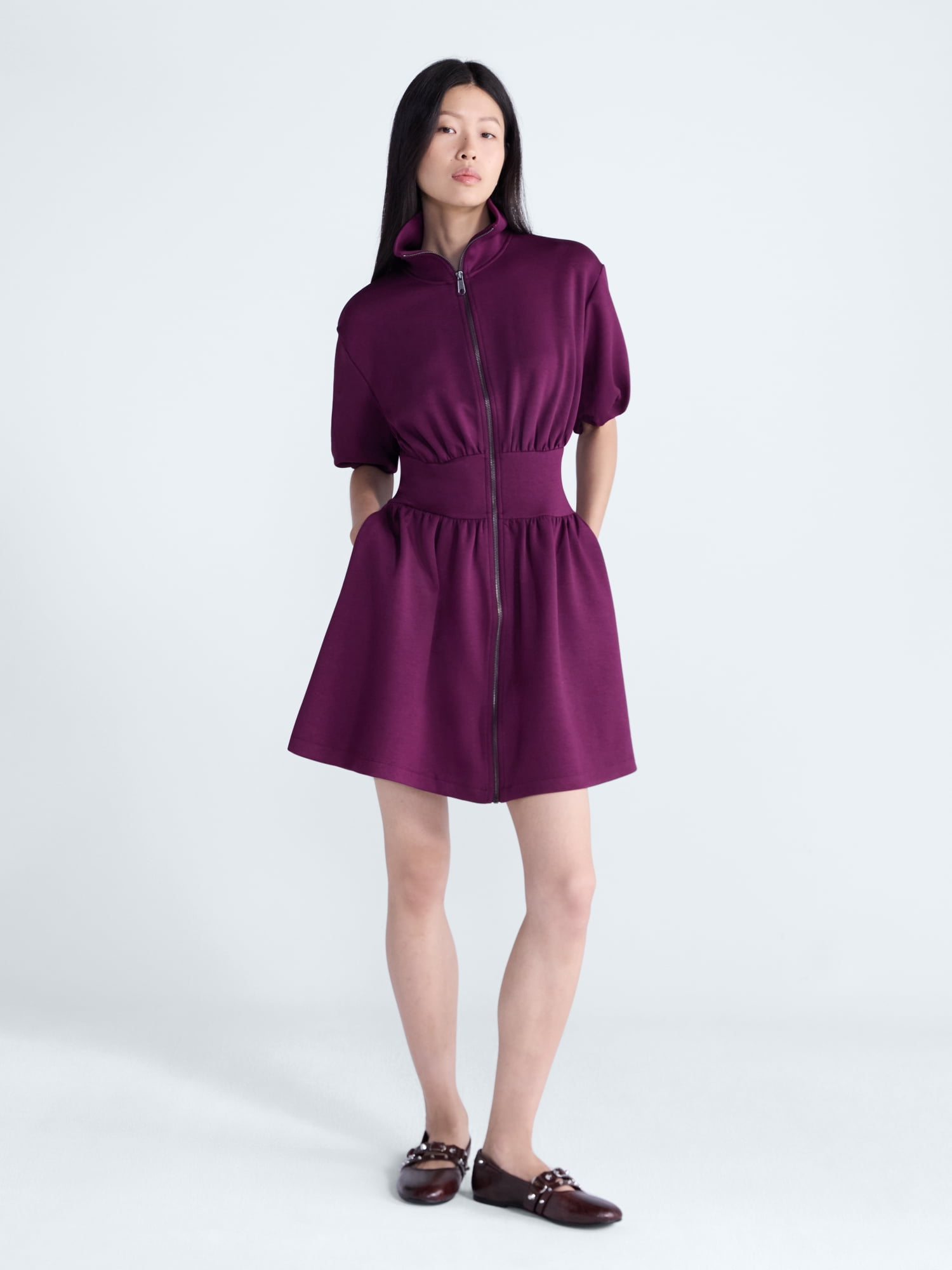 Scoop Women's and Women's Plus Scubaknit Zip Front Dress, Sizes XS-4X