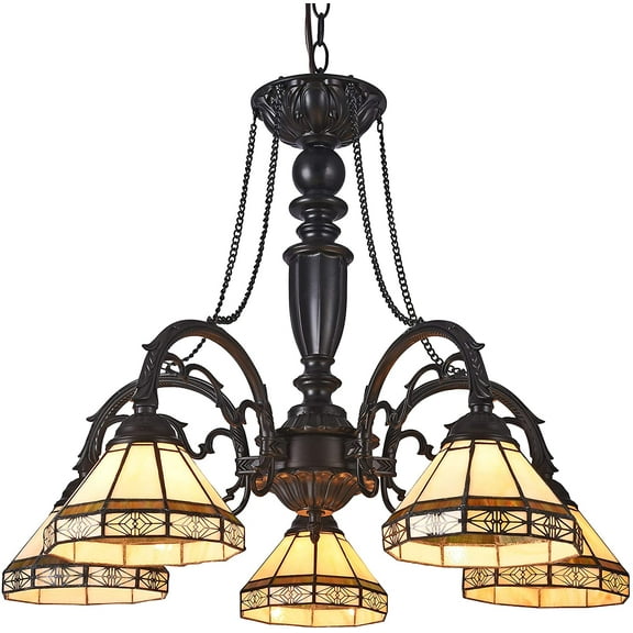 RADIANCE Goods Tiffany-Style 5 Light Mission Large Chandelier 27" Wide